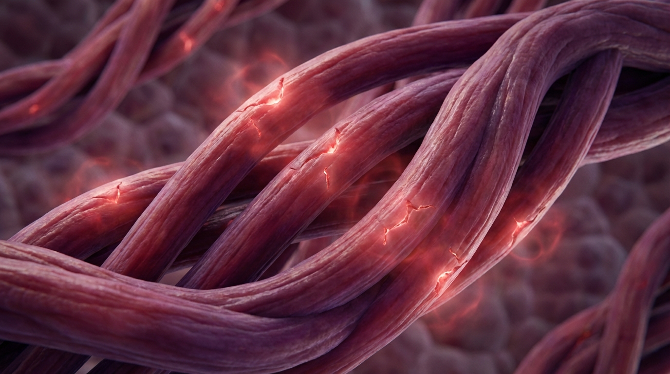 Microscopic view of muscle hypertrophy and workout induced inflammation