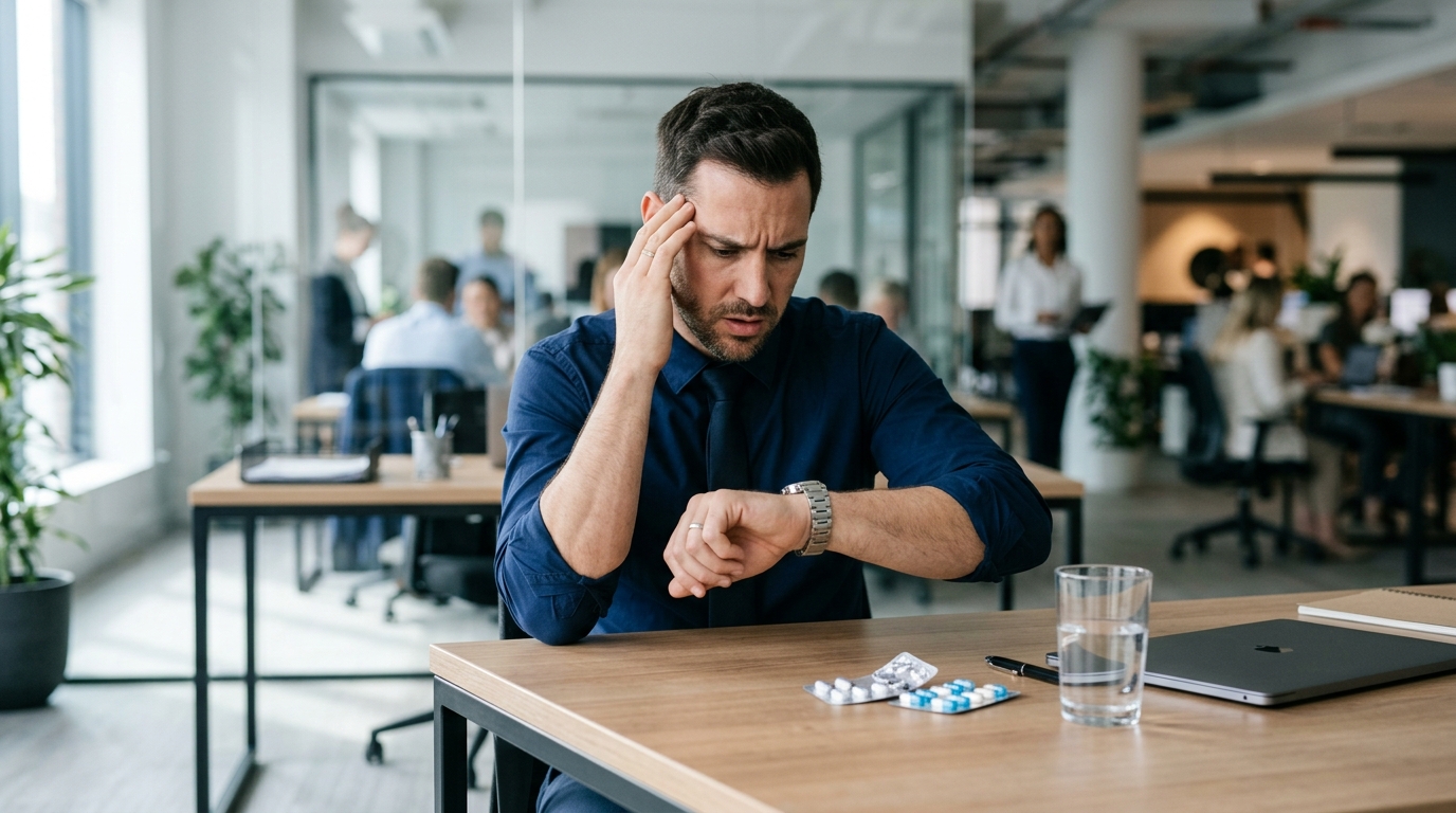 An office worker managing arthritis pain to maintain workplace productivity and comfort.