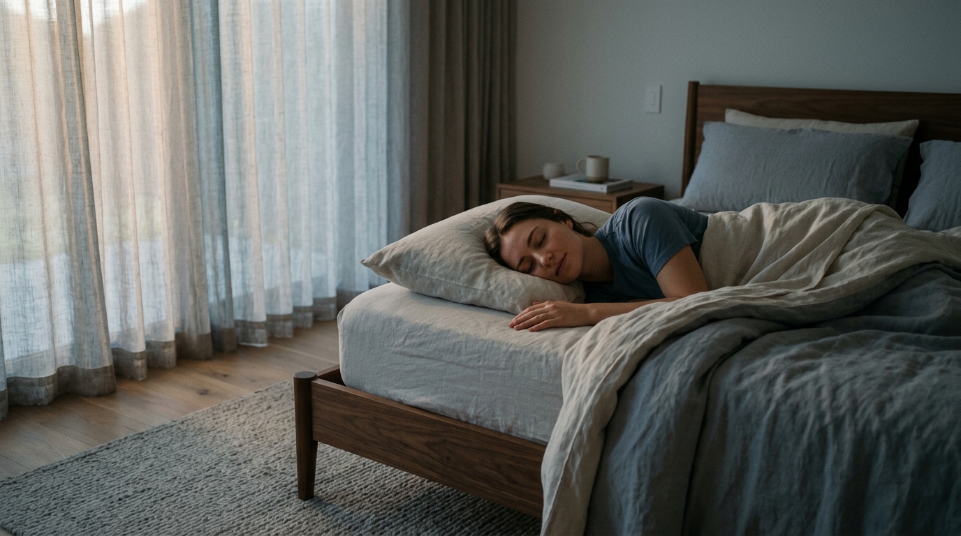 A person sleeping peacefully at night, illustrating effective management of arthritis pain with meloxicam for better sleep.