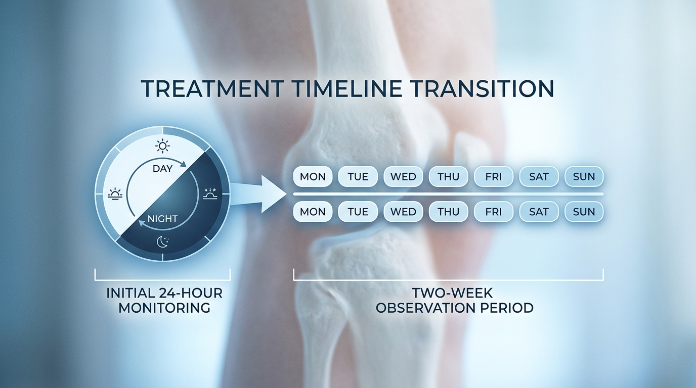 Medical timeline illustrating the 14-day steady state period for meloxicam to reach peak anti-inflammatory efficacy in arthritic joint tissue.