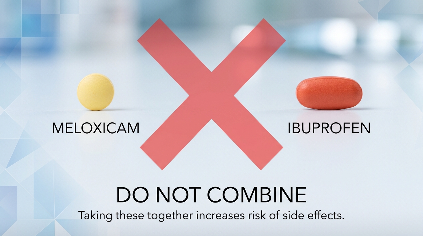 Medical graphic explaining why can I take advil with mobic is dangerous due to overdose and bleeding risks