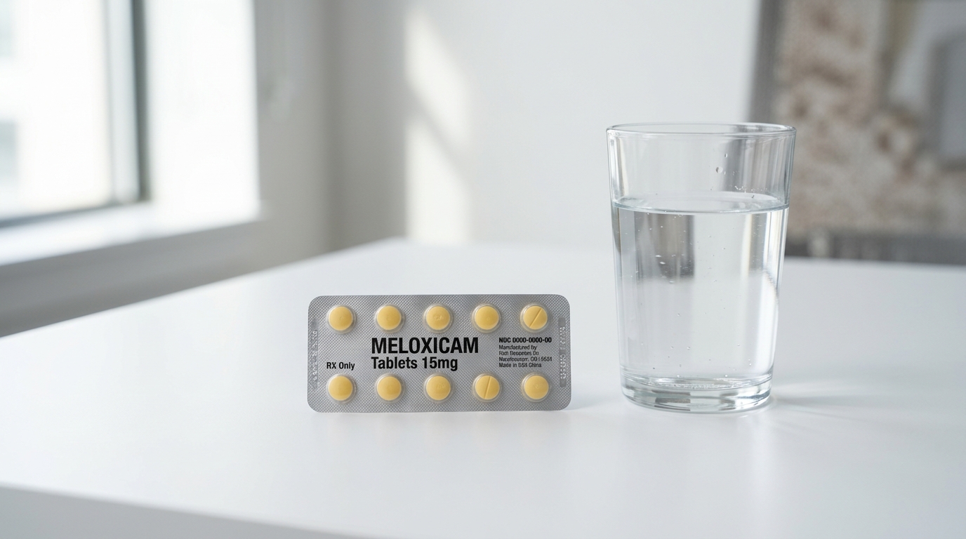 A blister pack of meloxicam tablets representing the dangers of stacking NSAIDs like ibuprofen.