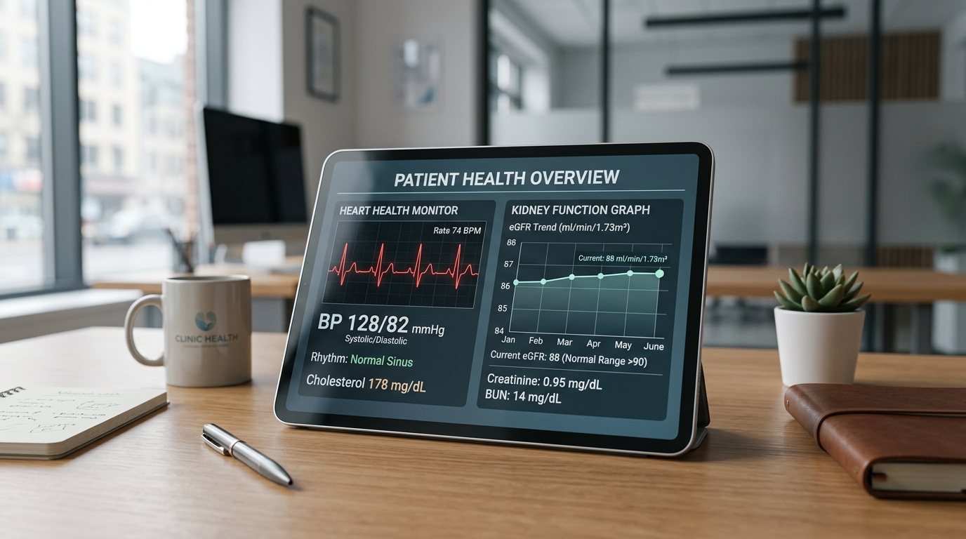 Medical professional reviewing patient data for safe long-term use of meloxicam