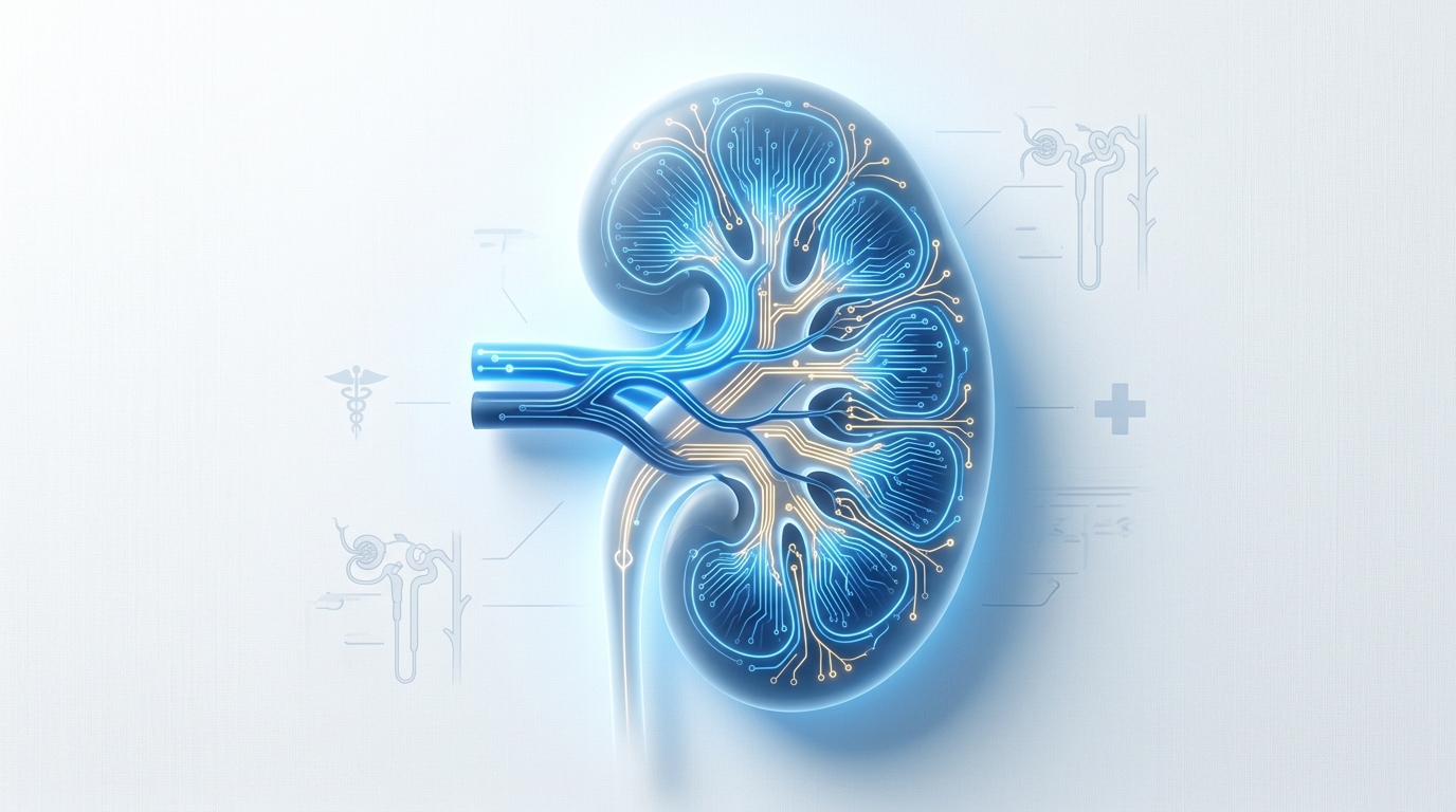 Medical visualization of renal blood filtration illustrating the impact of meloxicam on blood pressure and kidney function.