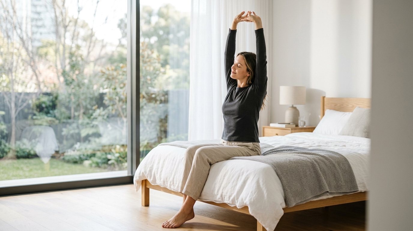 Patient experiencing relief from morning joint stiffness with meloxicam treatment