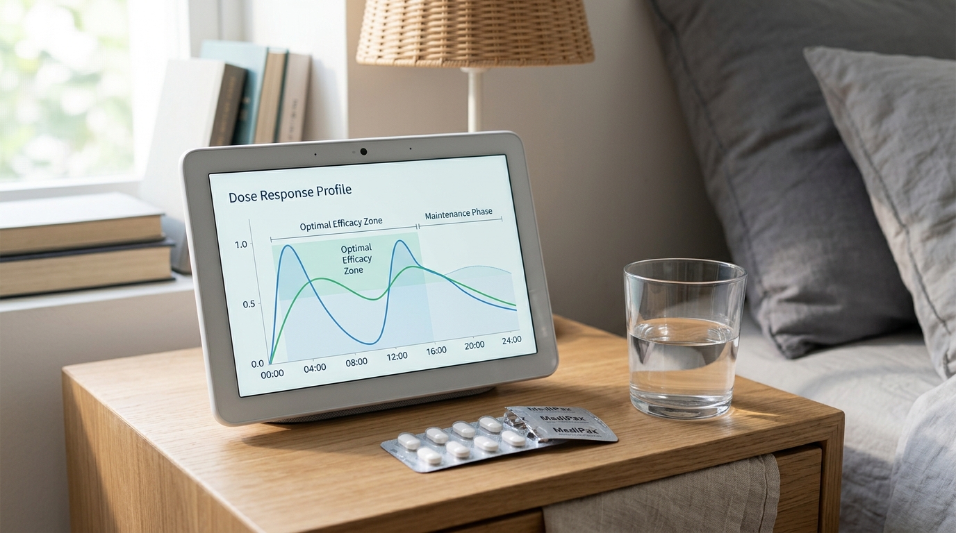 A conceptual medical illustration depicting 24-hour pain relief and the reduction of morning stiffness in patients.