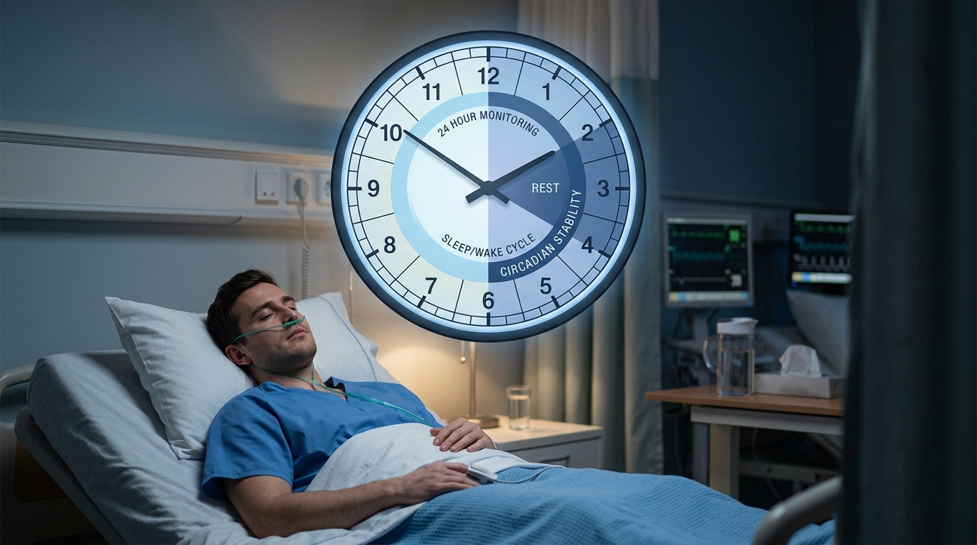 A clock face representing round-the-clock arthritis pain management and the benefit of long-acting medication for restful sleep.