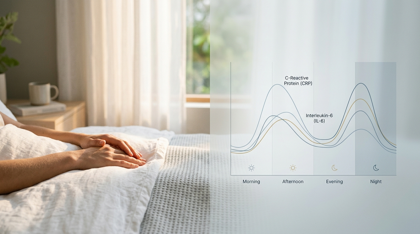A visualization of sleep-related pain management showing the relief of morning joint stiffness.